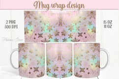 Pastel Christmas mug wrap png |Snowflakes mug sublimation Product Image 1