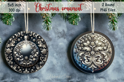 Christmas vintage round ornament sublimation designs PNG Product Image 1