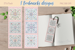 Pastel floral pattern Printable bookmark png |3 Book craft Product Image 1