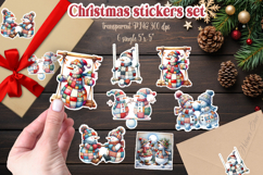 Christmas patchwork printables stickers | Cute snowman png Product Image 1