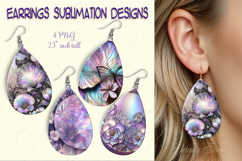 Shine Floral Lilac Iridescent Earrings sublimation designs Product Image 1