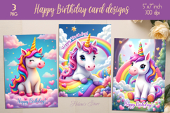 Funny unicorn greeting card designs | Happy Birthday cards Product Image 1