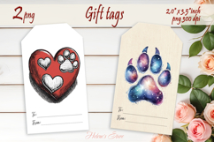 Lover dog paw Gift Tags| Scetch heart labels| Pets label png Product Image 1