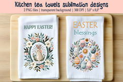 Easter cross with flowers kitchen tea towel sublimation png Product Image 1