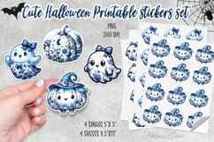 Cute blue Halloween Stickers Printable | Spooky sticker PNG Product Image 1