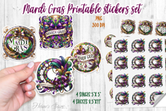 Mardi Gras coquette bow printables stickers and sheet Product Image 1