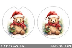 Bear Car Coaster Sublimation. Winter Bear Car Coaster Design Product Image 1