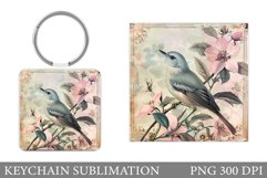 Bird Keychain Design. Summer Keychain Sublimation Product Image 1
