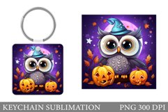 Owl Halloween Keychain. Halloween Keychain Sublimation Product Image 1
