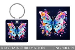 Butterfly Keychain Design. Butterfly Flowers Keychain Product Image 1
