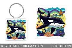 Killer Whale Keychain. Sea Keychain Sublimation Product Image 1