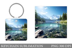 River Keychain Design. Mountains Keychain Sublimation Product Image 1