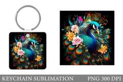 Peacock Keychain Design. Peacock Keychain Sublimation Product Image 1