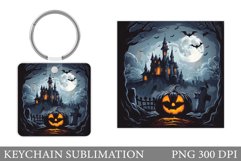 Pumpkin Halloween Keychain. Pumpkin Square Keychain Design Product Image 1