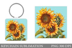 Sunflowers Keychain Design. Square Keychain Flowers Product Image 1
