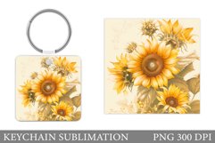 Sunflowers Keychain Design. Flowers Keychain Template Product Image 1
