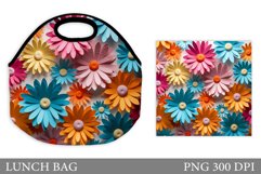 Daisy Flowers Lunch Bag. Flowers Lunch Bag Sublimation Product Image 1