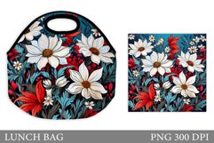 Flowers Lunch Bag Design. Floral Lunch Bag Sublimation Product Image 1