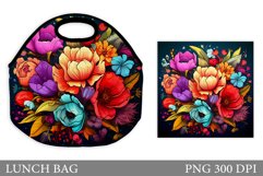 Flowers Lunch Bag. Flowers Lunch Bag Sublimation Product Image 1