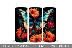 Butterfly Tumbler Design. Flowers Tumbler Sublimation Product Image 1