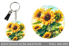 Sunflowers Keychain Design. Flowers Keychain Template Product Image 1