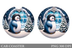Cute Penguin Car Coaster. Cute Penguin Coaster Sublimation Product Image 1