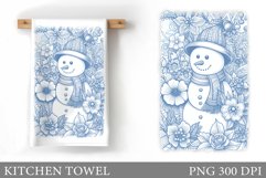 Snowman Kitchen Towel. Christmas Kitchen Towel Sublimation Product Image 1
