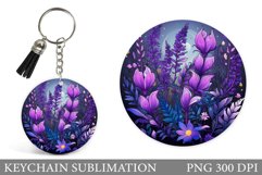 Flowers Keychain Sublimation. Flowers Keychain Design Product Image 1