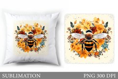 Bee Pillow Sublimation. Flowers Pillow Sublimation Product Image 1
