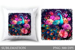 Peacock Pillow Sublimation. Peacock Sublimation Product Image 1