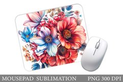 Floral Mouse Pad Sublimation. Flowers Mouse Pad Design Product Image 1