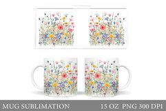 Flowers Mug Sublimation. Wildflowers Mug Design Product Image 1