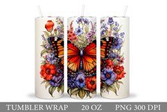 Butterfly Tumbler Design. Flowers Tumbler Sublimation Product Image 1