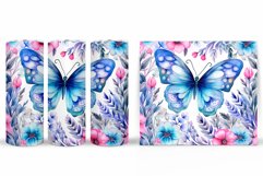 Butterfly Tumbler Sublimation. Flowers Tumbler Wrap Design Product Image 2