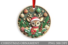 Cute Deer Christmas Ornament. Christmas Ornament Sublimation Product Image 1