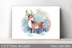 Cute Deer Cutting Board. Winter Cutting Board Design Product Image 1