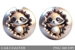 Cute Raccoon Car Coaster. Cute Raccoon Coaster Sublimation Product Image 1