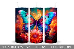 Butterfly Tumbler Design. Flowers Tumbler Sublimation Product Image 1