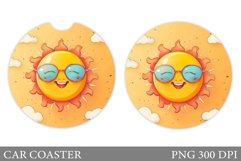 Cute Sun Car Coaster. Positive Sun Coaster Design Product Image 1