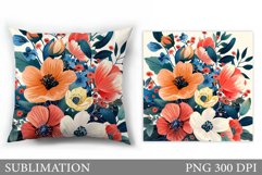 Floral Sublimation. Flowers Pillow Sublimation Product Image 1