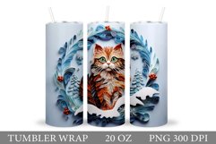 Winter Cat Tumbler Wrap. Cat Quilling Tumbler Sublimation Product Image 1