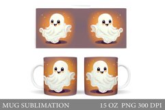 Cute Ghost Mug Wrap. Cute Halloween Mug Wrap Sublimation Product Image 1