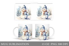 Snowman Mug Wrap Design. Christmas Snowman Mug Sublimation Product Image 1