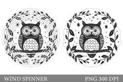 Cute Owl Wind Spinner Design. Owl Wind Spinner Sublimation Product Image 1