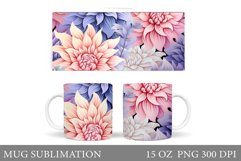 Flowers Mug Wrap Design. Flowers Mug Sublimation Product Image 1