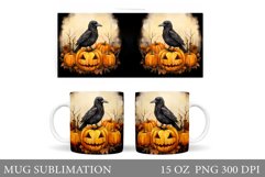 Halloween Crow Mug Design. Pumpkin Fall Mug Sublimation Product Image 1