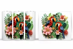 Parrot Tumbler Wrap Sublimation. Paper Parrot Tumbler Design Product Image 2
