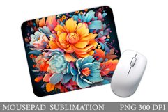 Flowers Mouse Pad Sublimation. Flowers Mouse Pad Design Product Image 1