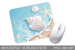 Sea Mouse Pad Sublimation. Seashell Mouse Pad Design Product Image 1