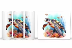 Turtle Tumbler Wrap Design. Turtle Tumbler Wrap Sublimation Product Image 2